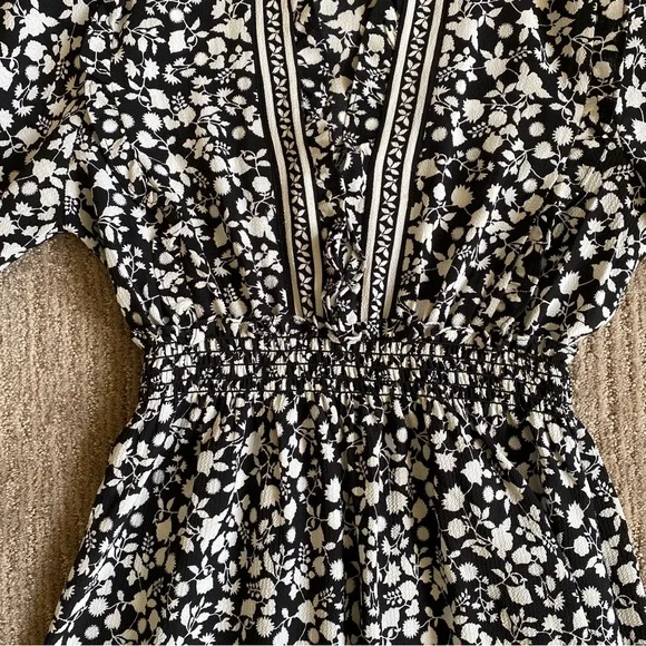 Max Studio Black and White Botanical Print Maxi Dress Coastal Cowgirl - Picture 5 of 9